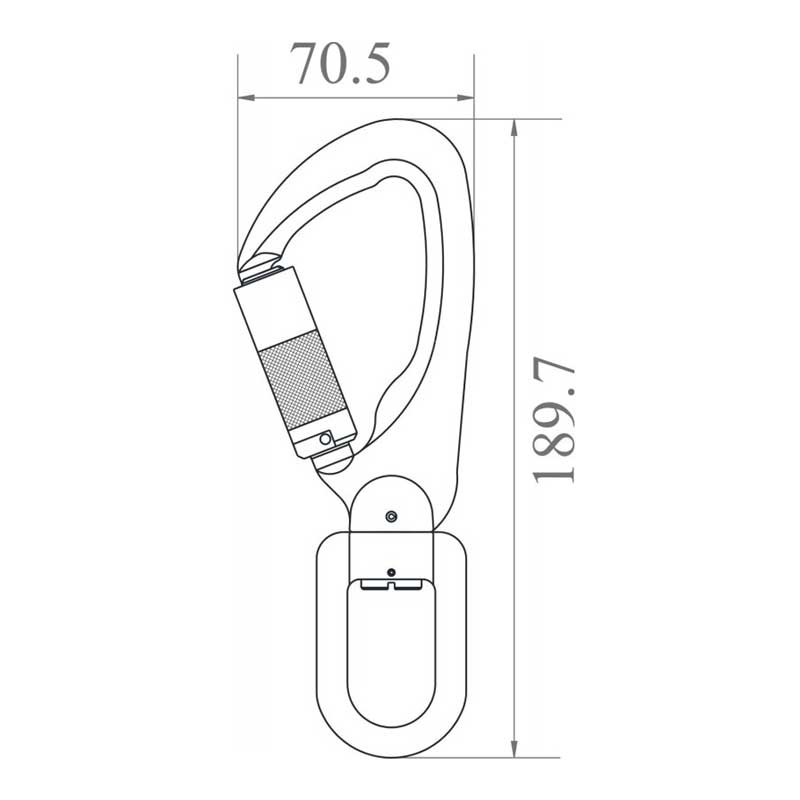 ALUMINIUKARABINER MIT AUTOMATIKVERSCHLUSS VIERTELDREHUNG (TWIST-LOCK) MIT FALLANZEIGE-WIRBEL – Bild 2