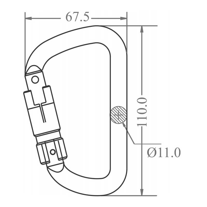 ALUMINIUMKARABINER MIT DREIFACH WIRKENDEM AUTOMATIKVERSCHLUSS (TRIPLE-LOCK) - KEYLOCK VERSION – Bild 2