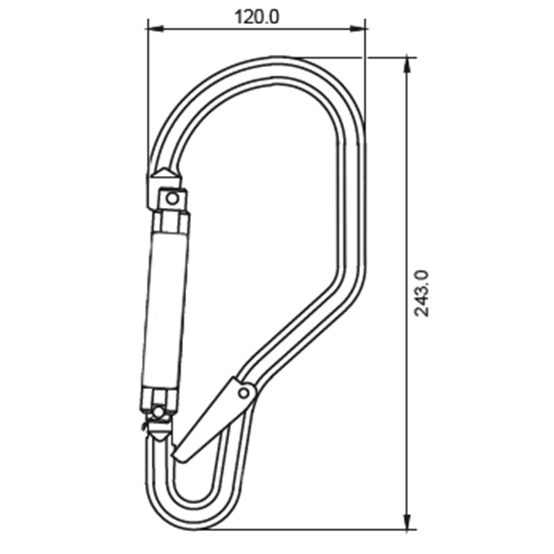ALUMINIUMKARABINER MIT AUTOMATIKVERSCHLUSS UND SPERRHEBEL – Bild 2