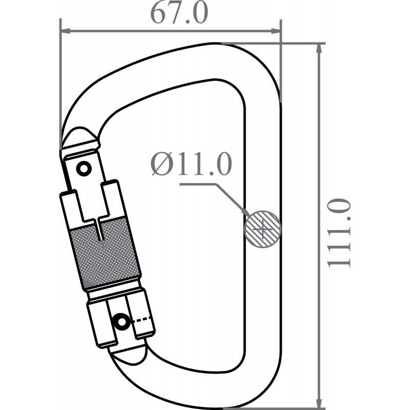 STAHLKARABINER MIT DREIFACH WIRKENDEM AUTOMATIKVERSCHLUSS (TRIPLE-LOCK) - KEYLOCK VERSION – Bild 3