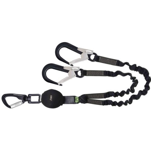ELASTISCHE GURTBANDVERBINDUNGSMITTEL MIT FALLDÄMPFER UND 3 ALUMINIUMKARABINER, LÄNGE 1,50 M