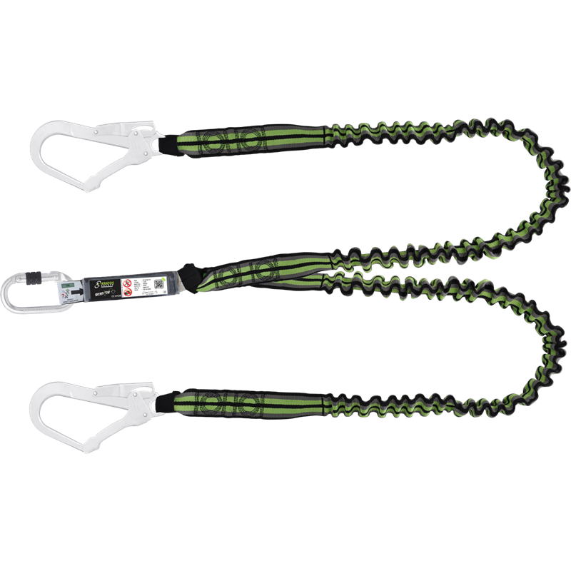 Y-VERBINDUNGSMITTEL AUS ELASTISCHEM GURTBAND MIT FALLDÄMPFER 1,50 M MIT KARABINER FA5010117 UND 2 X FA5020755