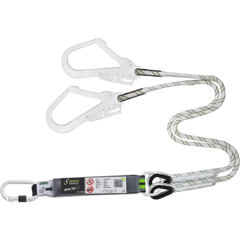 Y-VERBINDUNGSMITTEL MIT FALLDÄMPFER AUS KERNMANTELSEIL 1,50 M MIT KARABINER FA5010117 UND 2 X FA5020755