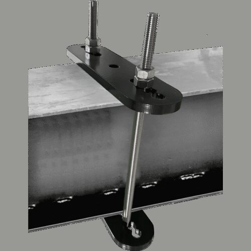 Verzinkte Stahlplatten zum Klemmen von Zwischenpunkten mittels Konterplatte (für Träger von 80150 mm Breite)