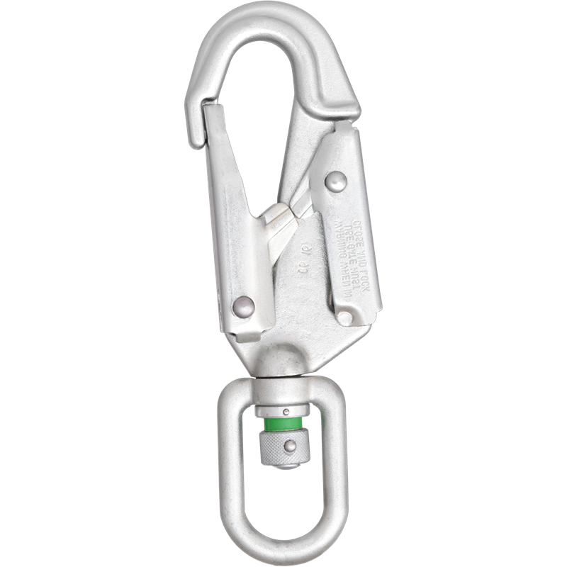 STAHLKARABINER MIT DOPPELT WIRKENDEM AUTOMATIKVERSCHLUSS MIT FALLANZEIGE-WIRBEL