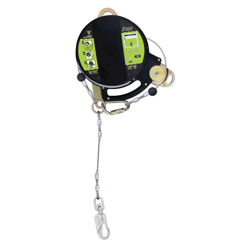 T-LINE, Retractable fall arrester with stainless steel dual safety cable, lg. 24 m